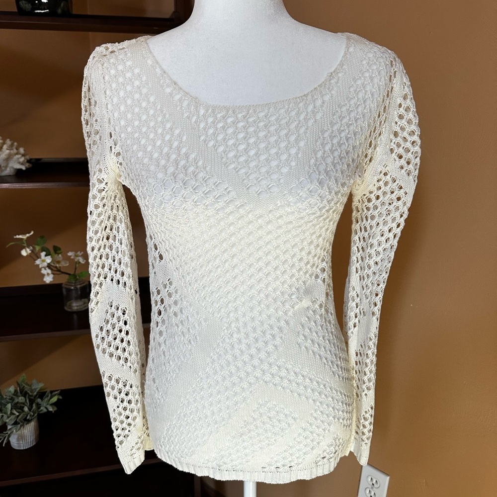 Off-white eyelet overlay top